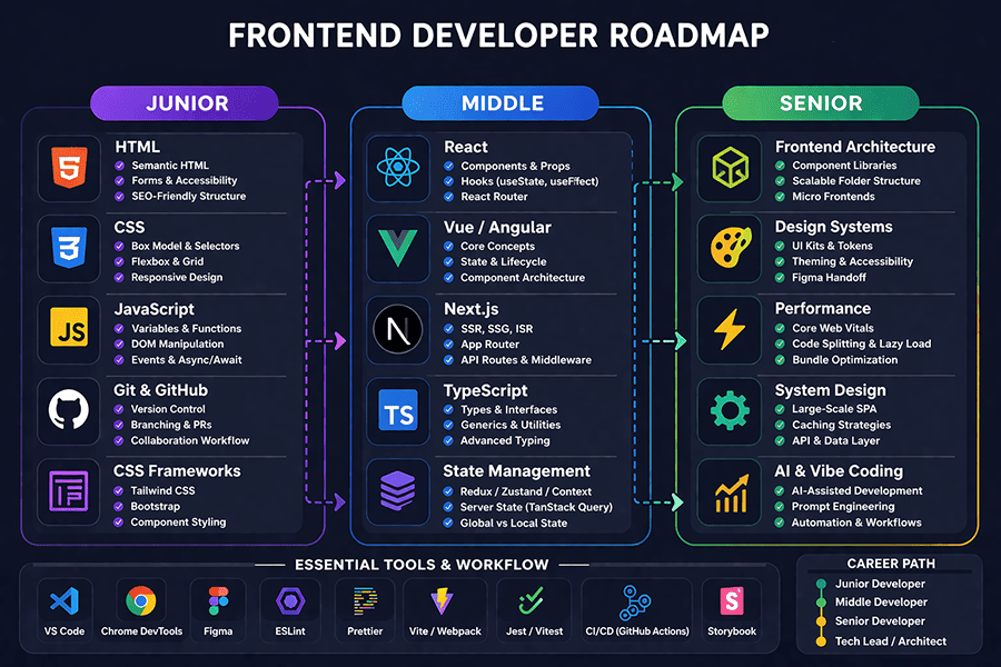 frontend developer roadmap infographic